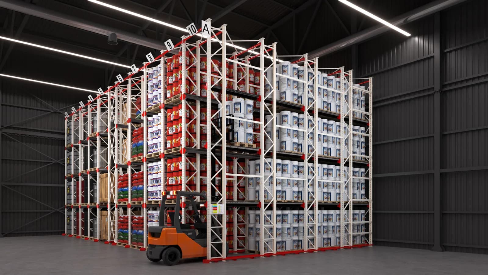 Drive-In Rack con carriles interiores para palets