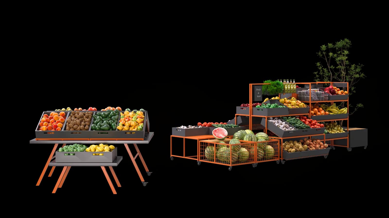 Zona de fruta y verdura con módulos GREORA