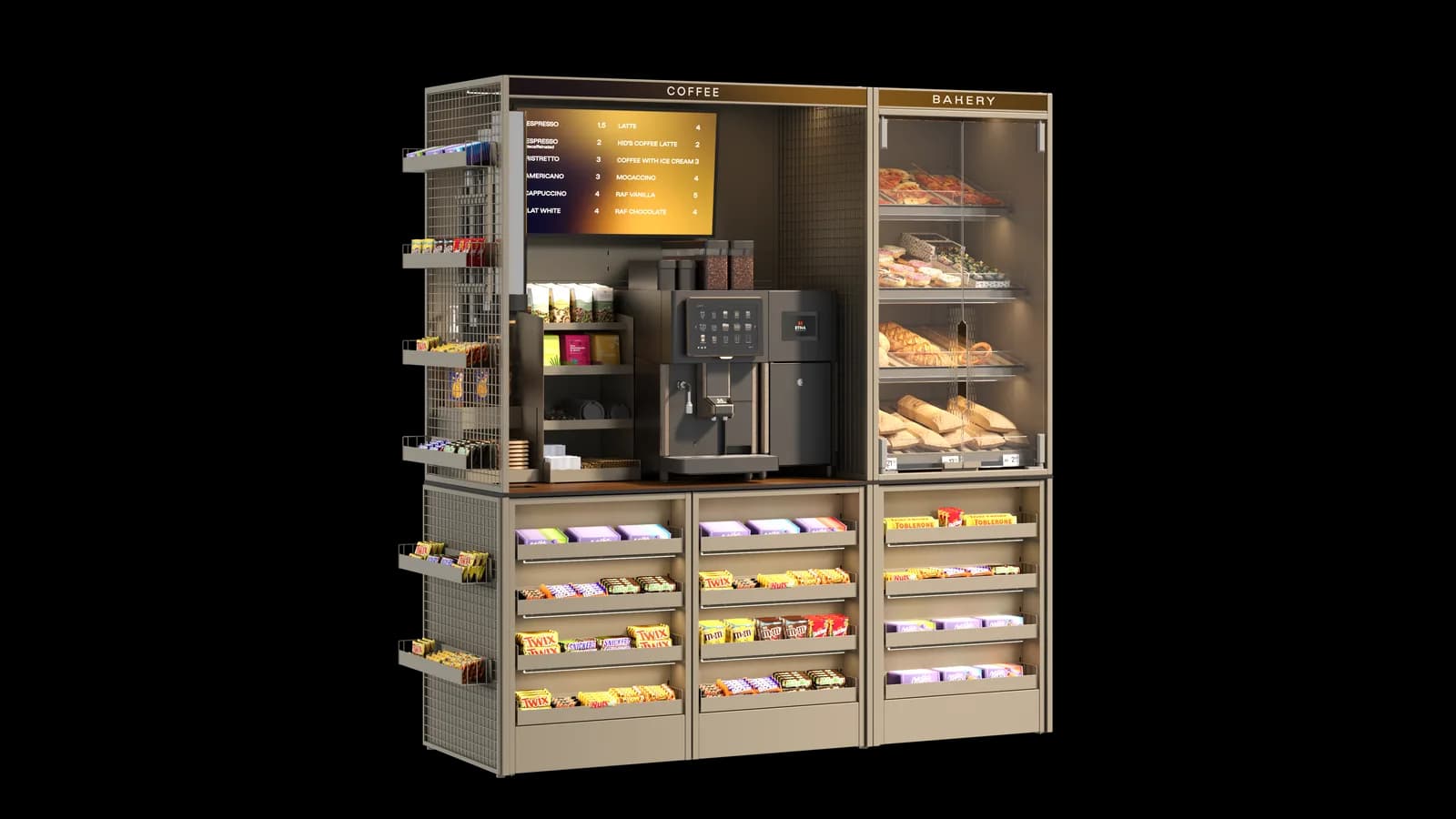 Módulo expositor de snacks y complementos