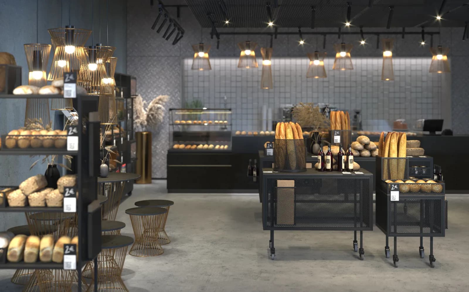 Instalación de panadería con sistema Volokno en tienda real — Modex