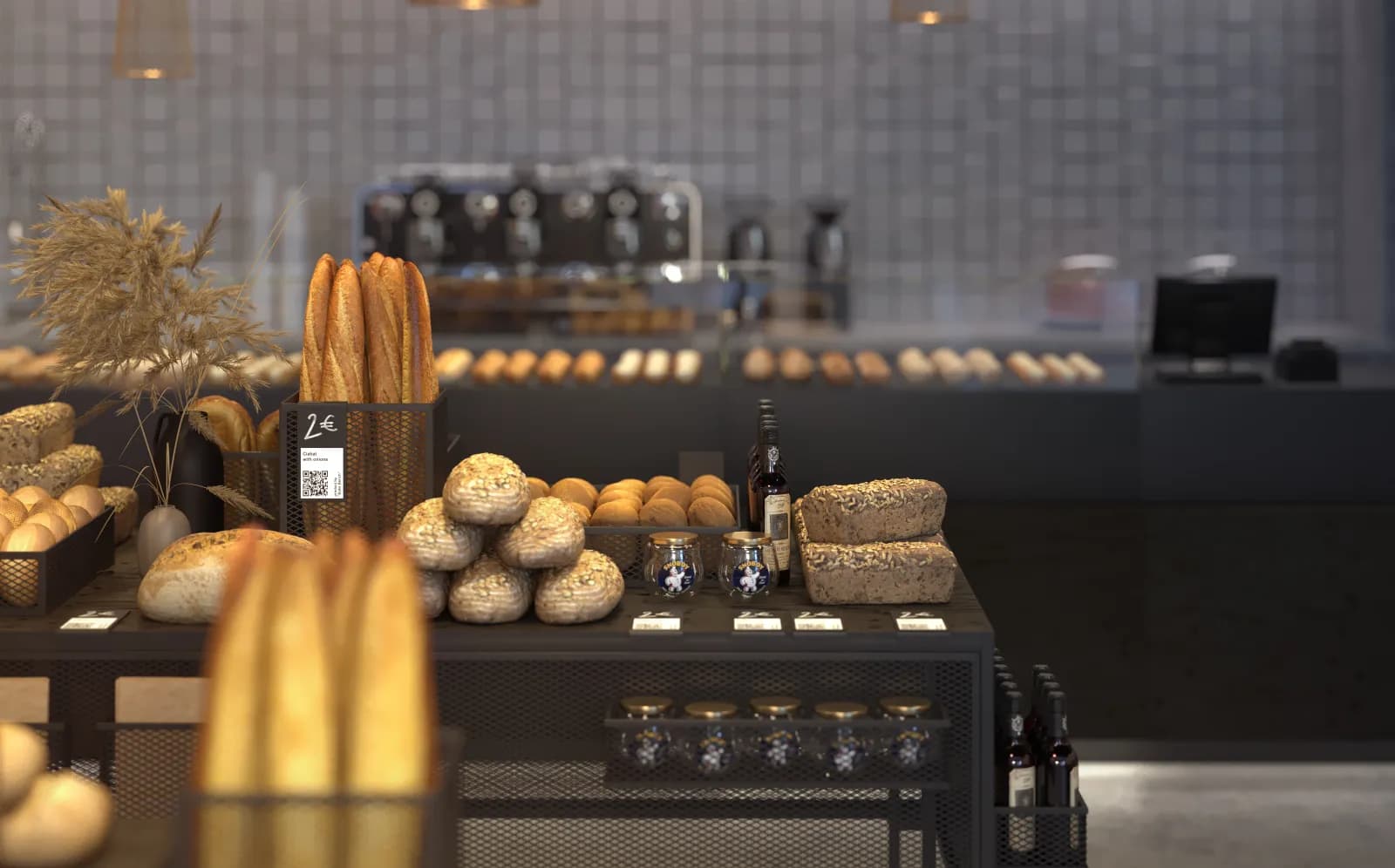 Instalación de panadería con sistema Volokno en tienda real — Modex